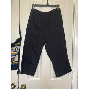 White Stag Women’s Black Cotton Pull-On Capris/Pants Size S (4–6) Elastic Waist